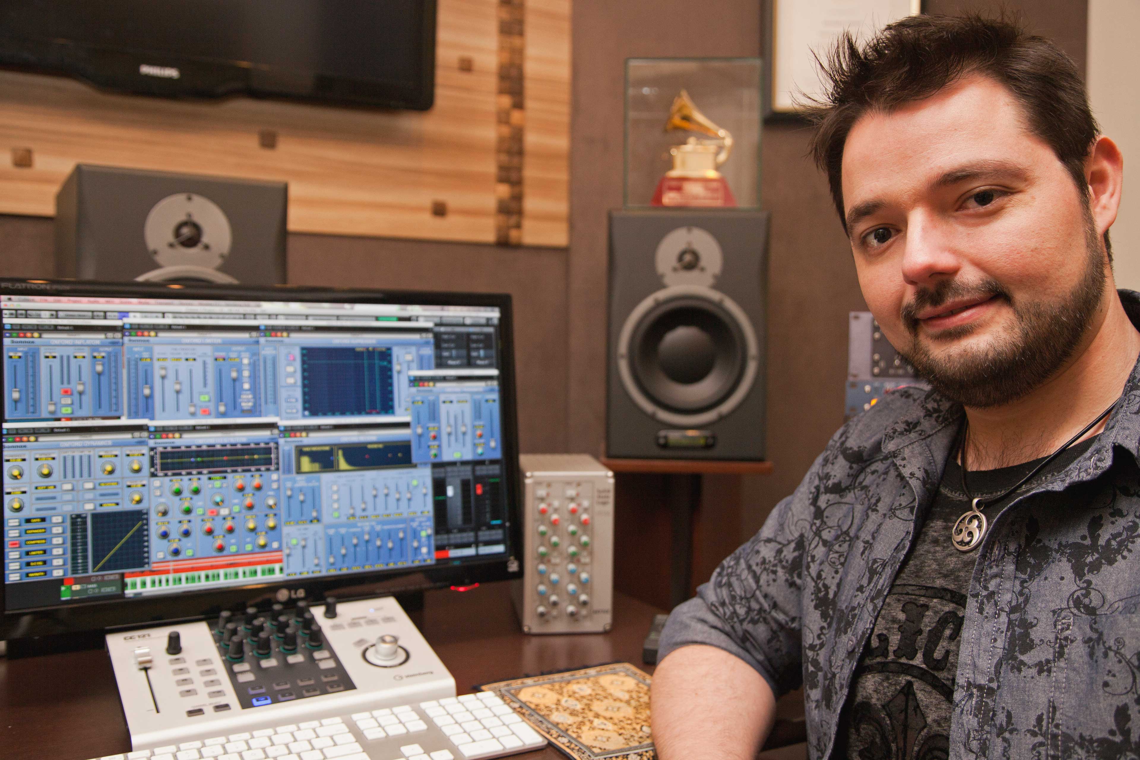 Ale Gaiotto in studio with Sonnox plugins on screen